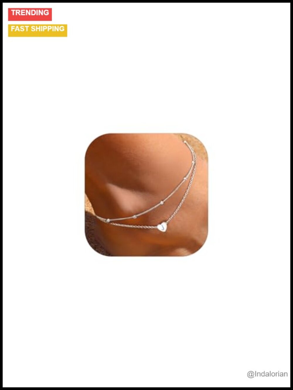 Sterling Silver Anklet with Heart Charm for Women Hypoallergenic